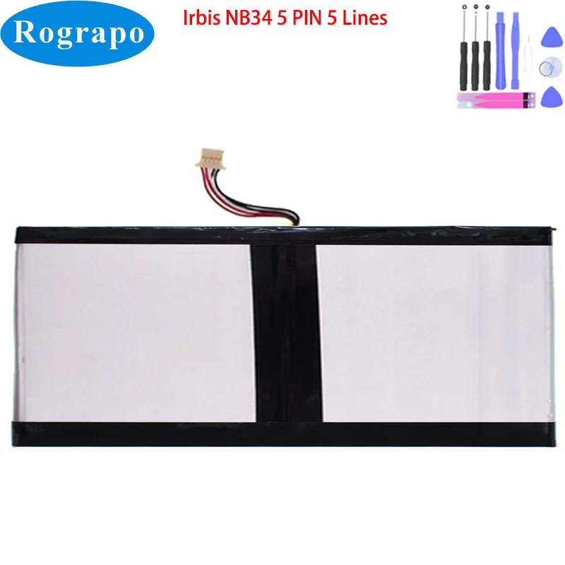 Nuova Batteria Per Tablet Pc Portatile 3.8V 12000Mah Per Spina Irbis Nb34 5 Pin 5 Fili