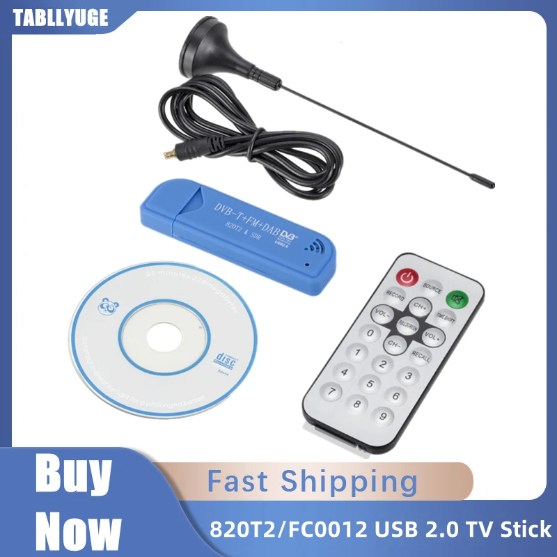 Mini Tv Stick Portatile 820T2 Fc0012 Digital Usb 2.0 Tv Stick Dvb-T + Dab + Fm Rtl2832U Supporto Sdr Tuner Ricevitore Accessori Tv