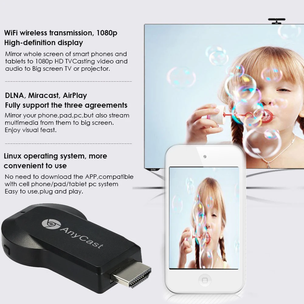 M2 Plus Switch Telefono Cellulare Gratuito Stesso Dispositivo Schermo Anycast Wireless Push Treasure Compatibile Con Hdmi Google