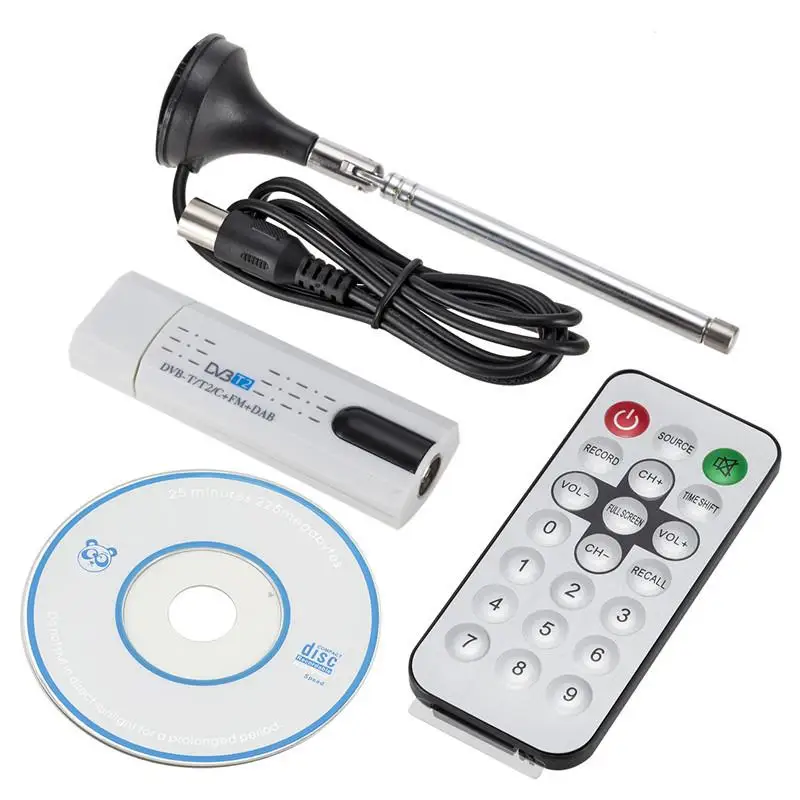 Digital Satellite Dvb T2 Usb Tv Stick Tuner Con Ricevitore Antenna Telecomando Hdtv Per Dvb-T2/Dvb-C/Fm/Dab Laptop Pc Tv