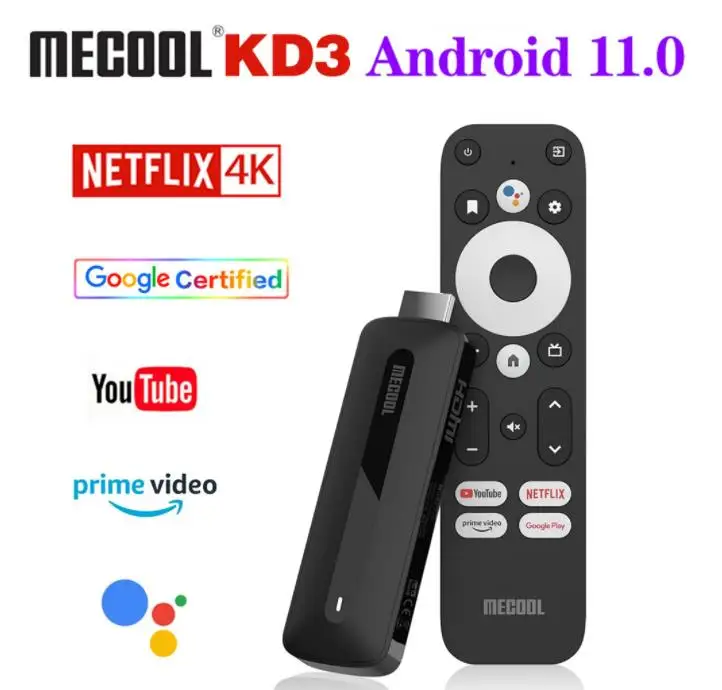 Mecool Kd3 Android 11 Tv Stick Con Dolby Audio 2Gb + 8Gb Google Certified Google Tv Stream Media Receiver Stick Home Media Player