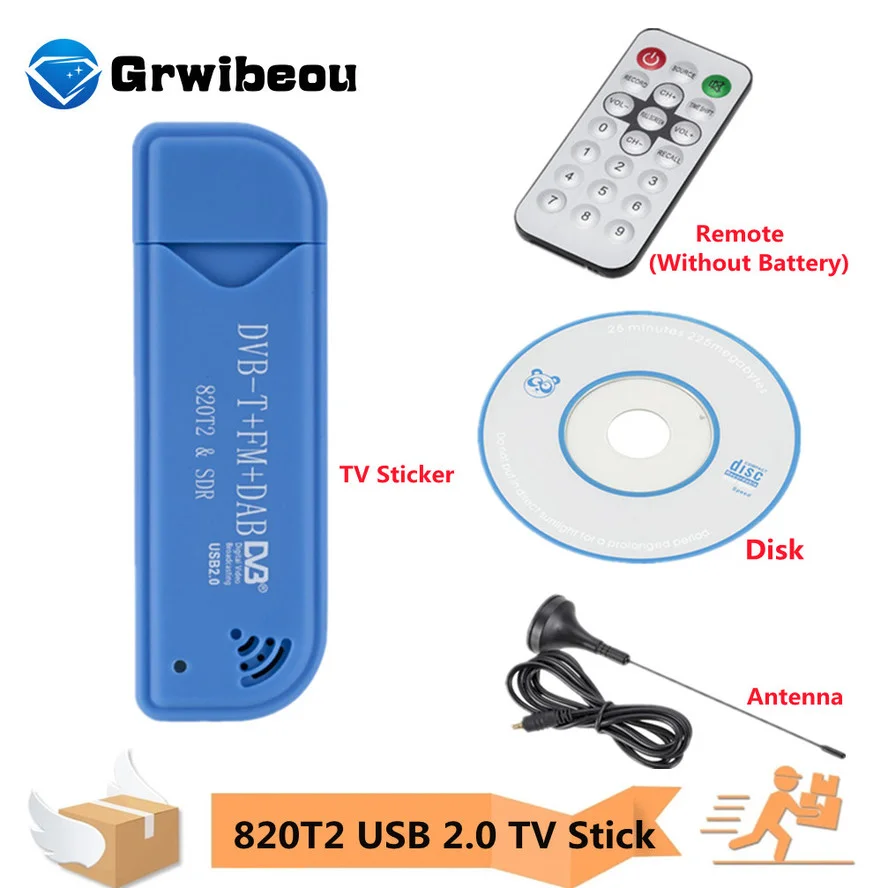 Mini Tv Stick Portatile 820T2 Digital Usb 2.0 Tv Stick Dvb-T + Dab + Fm Rtl2832U Supporto Sdr Tuner Ricevitore Accessori Tv