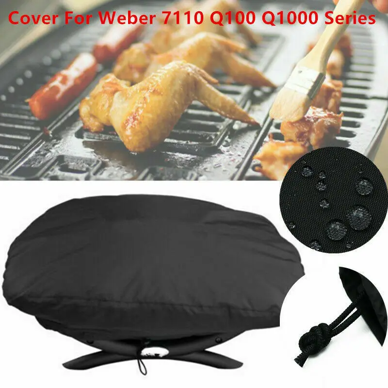 Copertura Per Barbecue Per Barbecue All'Aperto Protezione Solare Antipolvere Impermeabile Nera Adatta Per Weber Q1000 Q2000