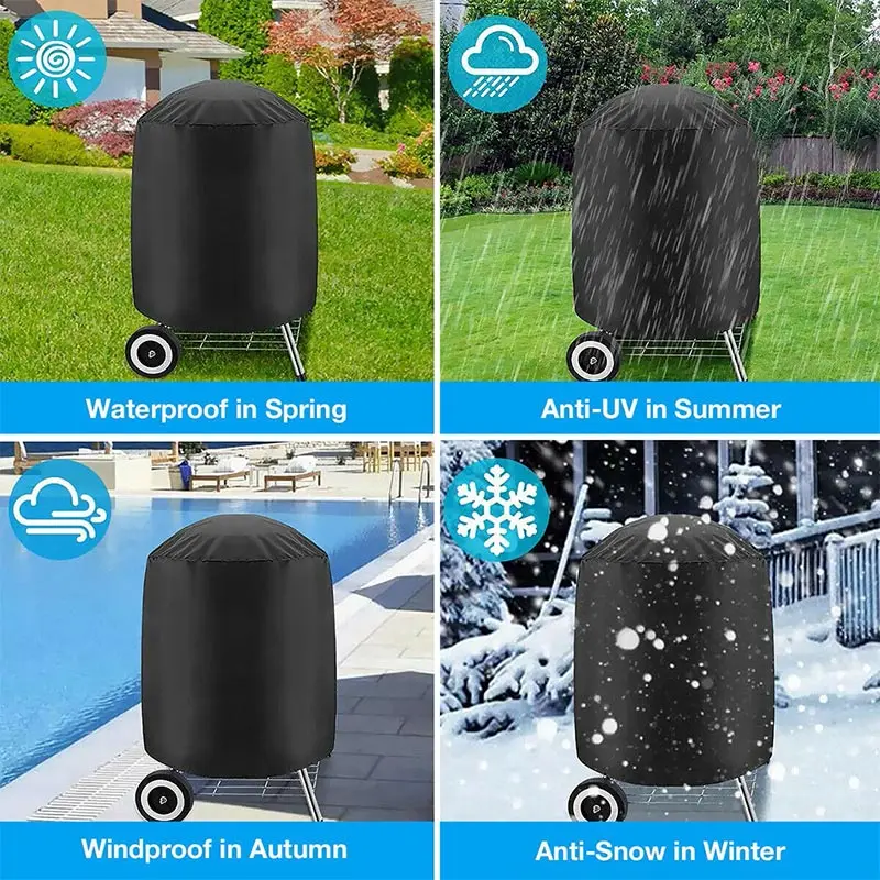 210D Oxford Cloth Bbq Grill Cover Round Grill Case Bbq Cover Outdoor Anti Dust Protezione Impermeabile Forno Mobili Grill Cover