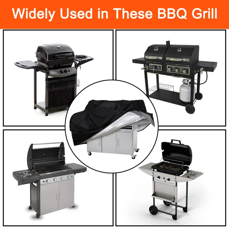 New Bbq Cover Outdoor Dust Waterproof Weber Heavy Duty Grill Cover Rain Protective Outdoor Barbecue Cover Round Bbq Grill Black
