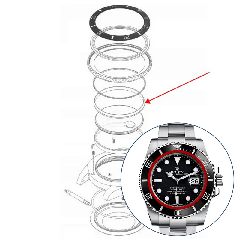 Anello Di Rondella Di Tenuta In Vetro Per Orologio In Plastica Per Rlx Rolex Submariner 40Mm Strumenti Automatici Per Parti Di Orologi