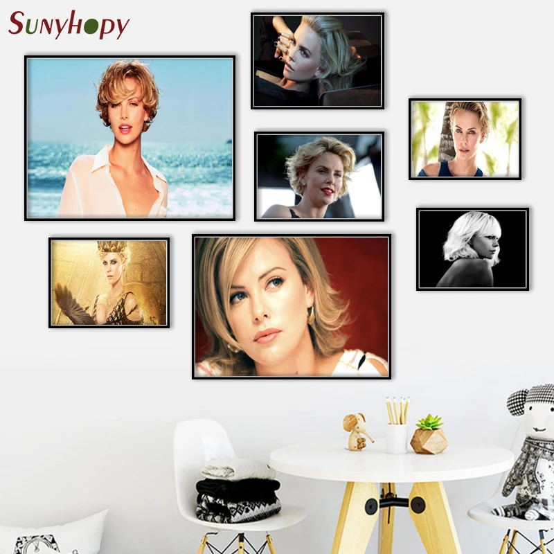 Tv Show Star Pop Art Pittura Di Alta Qualità Charlize Theron Canvas Poster Wall Home Decor No Frame Muslimah