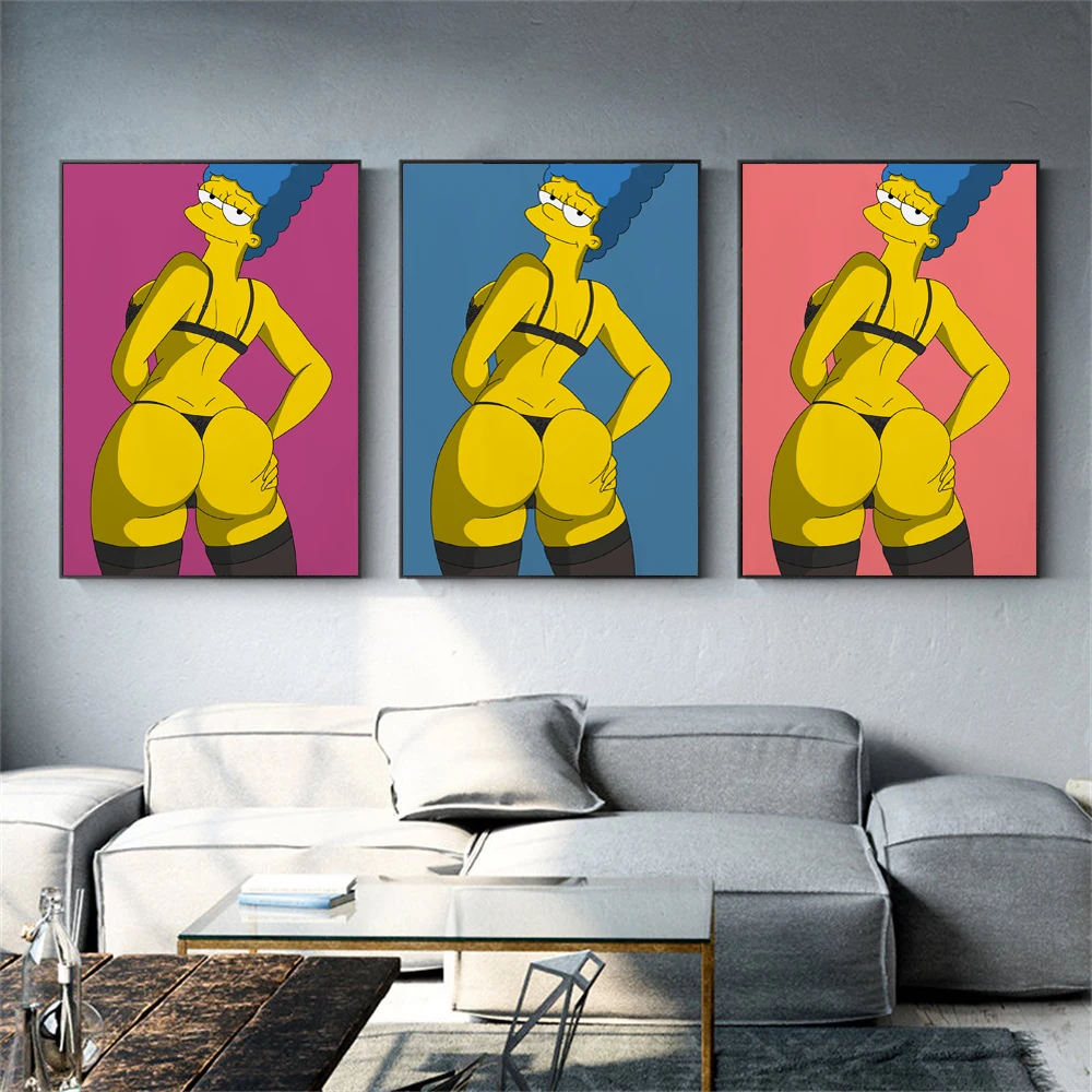 Disney Classic Figure Poster Marge Simpson Art Poster Modern Pop Wall Art Canvas Painting Bedroom Decor Regali Di Graffiti Unici
