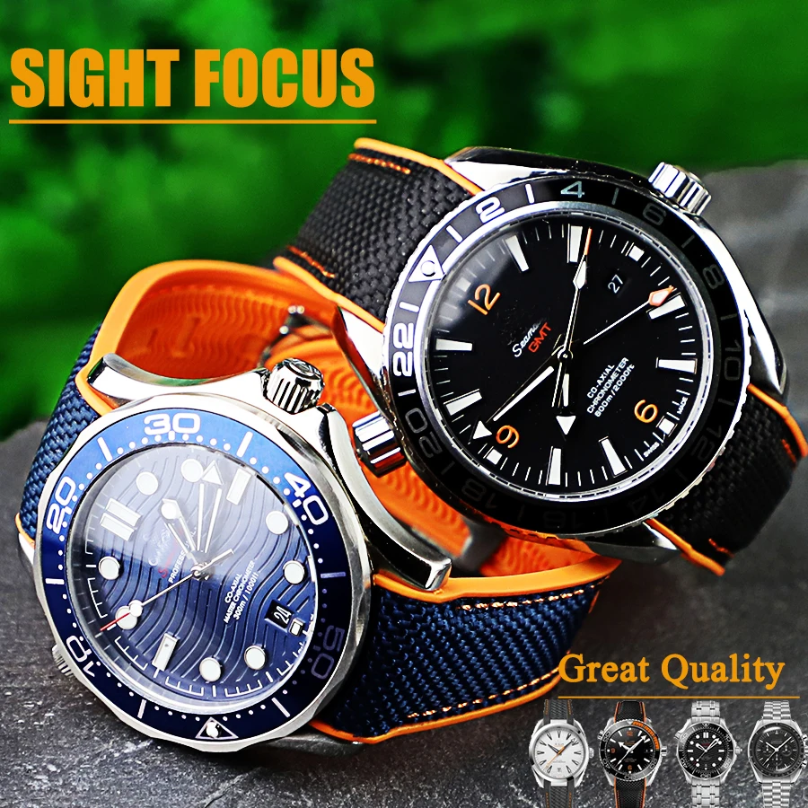 Cinturino In Gomma Fluorosa In Nylon 19/20/21/22Mm Per Omega Seamaster 300M Planet Ocean 600M Aqua Terra 150M Cinturino In Pelle Siliconica