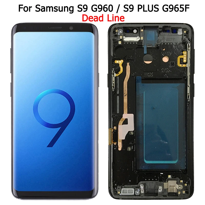Con Dead Line S9 Sm-G960F Lcd Per Samsung S9 Plus Display Con Cornice Per S9 Plus G965F Display Lcd Touch Screen Assembly