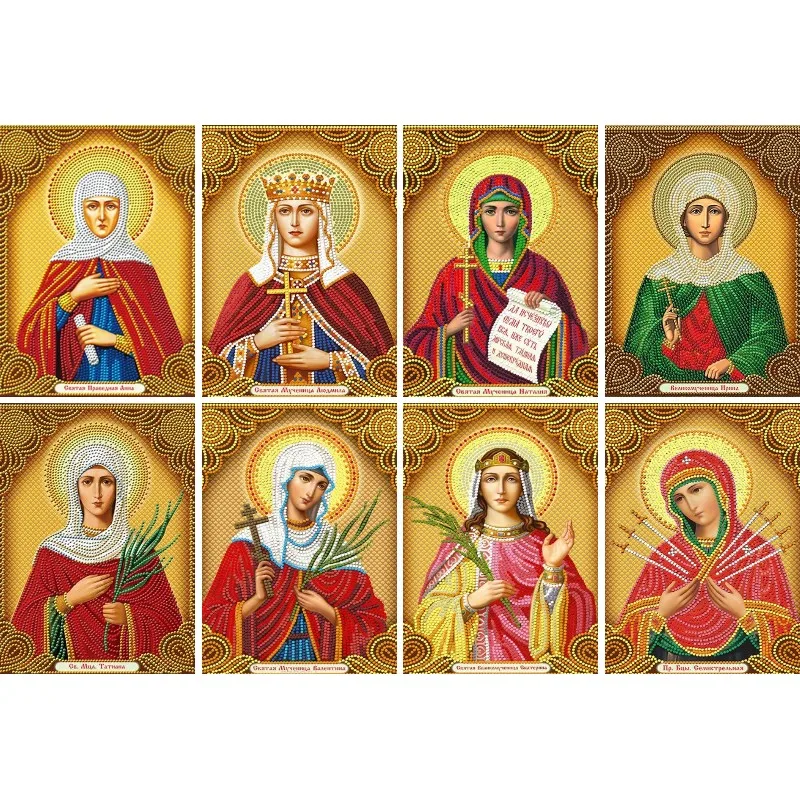 Pittura Diamante 5D Fai Da Te Icone Religiose Russe Mosaico Di Diamanti Punto Croce Immagine Della Madre Di Dio Di Kazan' Con Decorazioni Di Strass