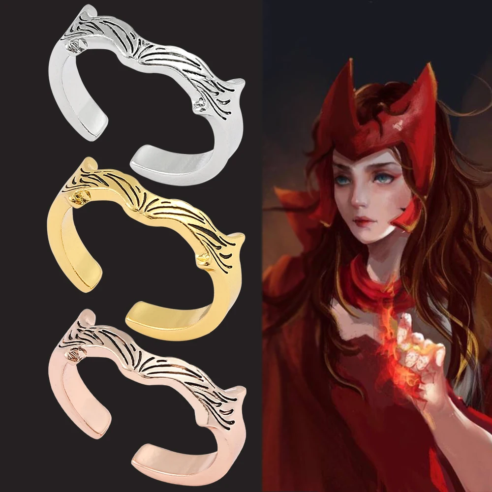 Marvel Superhero Scarlet Witch Ring Avengers Wanda Maximoff Scarlet Witch Cosplay Anello Magico Per Donna Regalo Per Gioielli Da Festa
