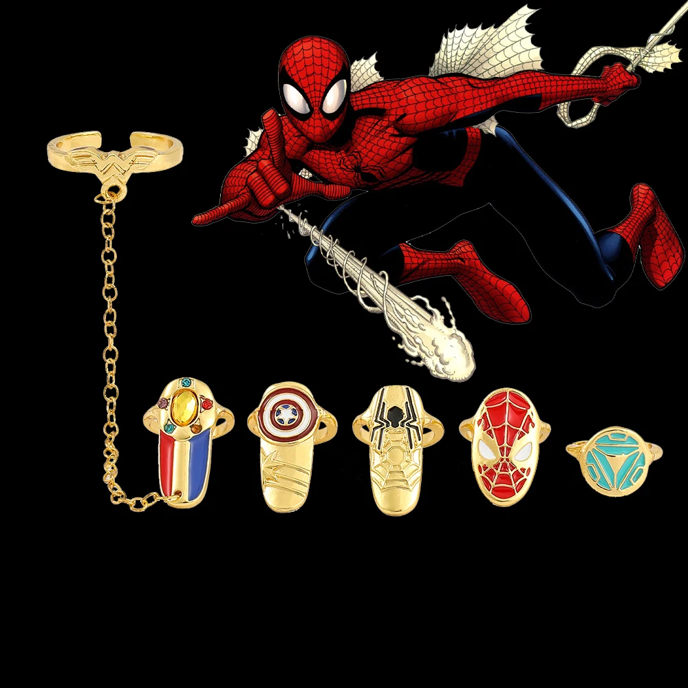 Wanda Scarlet Witch Spiderman Nail Ring Marvel Jewelry Finger Nail Rings Pack Anel Estetica Anillo Set Girl Y2K Accessori