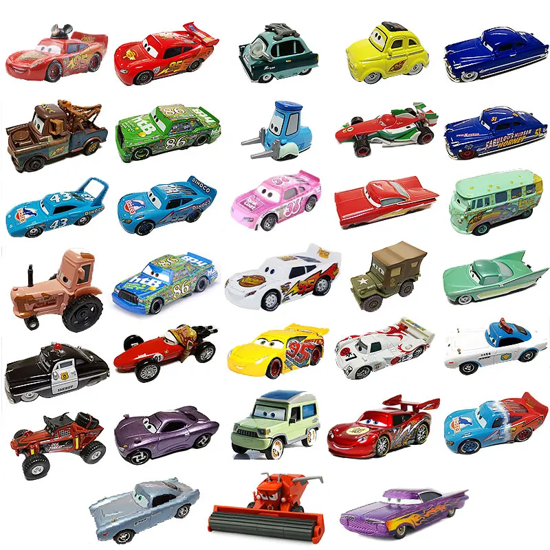Disney Pixar Cars 2 3 Lightning Mcqueen Frank Chick Hicks 1:55 Diecast Vehicle Metal Alloy Car Bambini Boy Toys Regali Di Compleanno