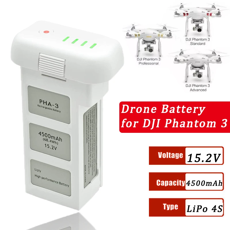 Batteria Drone 15.2V Per Dji Phantom 3 Batteria Intelligente Professionale E Avanzata E Standard E Phantom 3 4K 4.5Ah Drone Lipo 4S