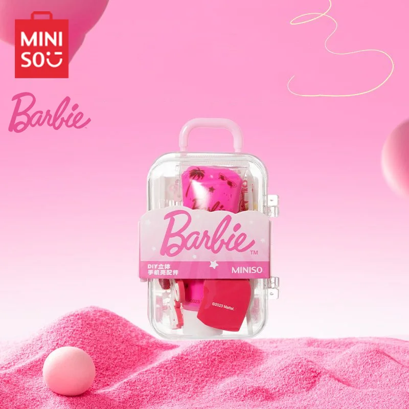 Miniso Barbie Phone Case Accessori Set Kawaii Barbara Cartoon Jewelry Resina Fai Da Te Per Bambini Divertente Crema Colla Fermaglio Per Capelli Fatto 