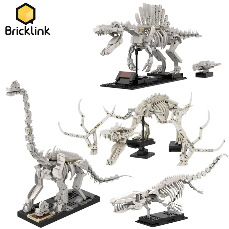Bricklink Ideas Jurassic Dinosaur Skeleton Fossil Giraffatotan Tyrannosaurus Rex 21320 Building Blocks Display Model Toys Gift