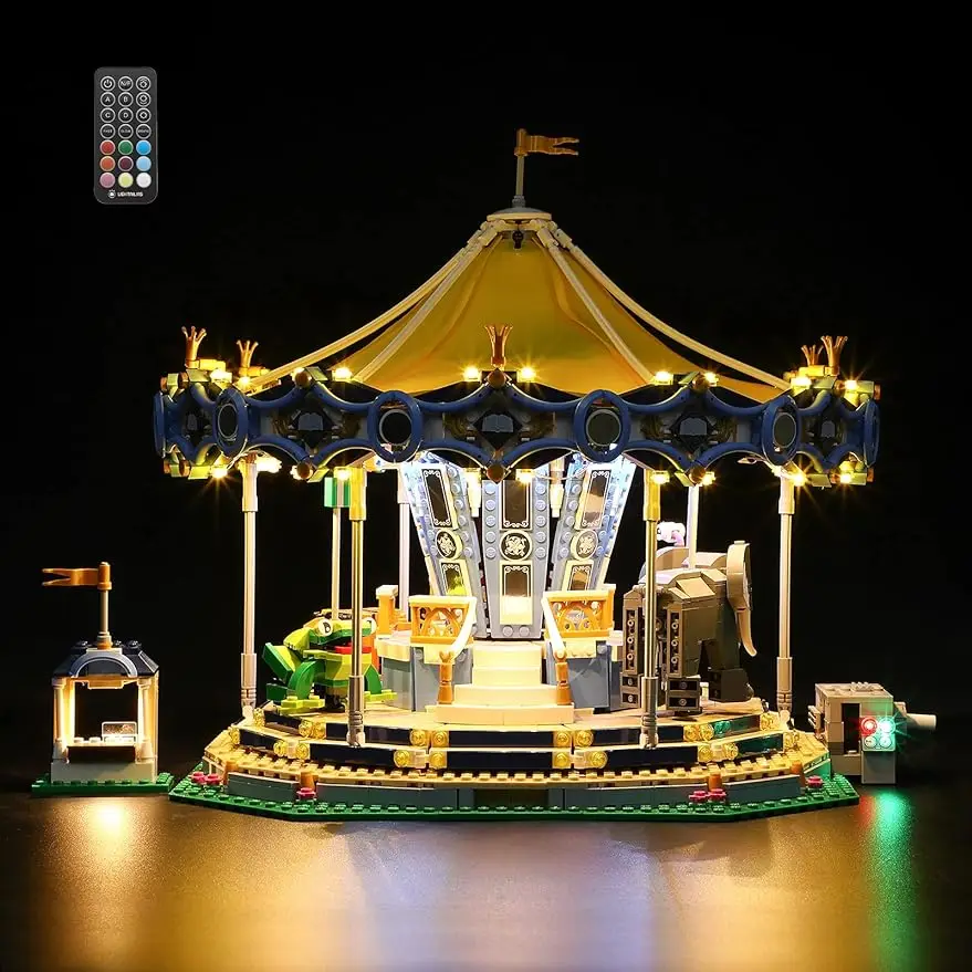 Hprosper Led Telecomando Luce Per 10257 Creator Expert Carousel Lampada Decorativa Con Scatola Batteria (Non Includere Lego Building)