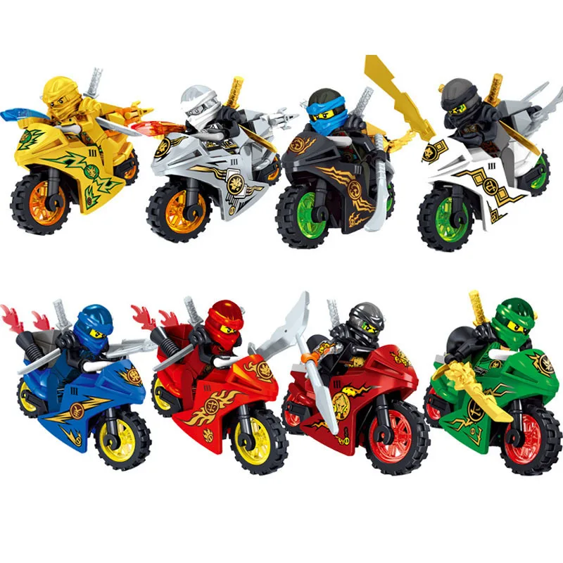 8 Pz/Set Ninja Motorcycles Jay Zane Kai Nya Mini Model Action Figure Building Blocks Mattoni Kids Boy Toys Gifts