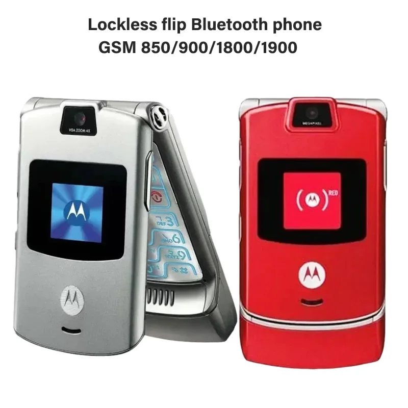 Sbloccato Flip Bluetooth Cellulare Gsm 850/900/1800/1900 Adatto Per Motorola V3 Satellite Phone New Mobile Era Smart New Life