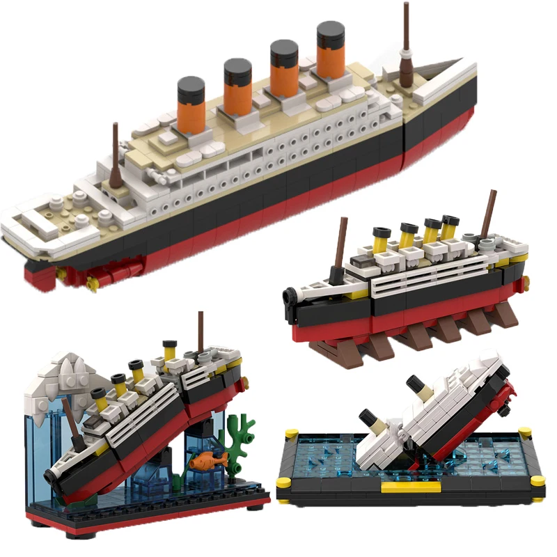 Titanic Cruise Ship Model Building Blocks Boat Break In Half Con Case Construction Set Moc Bricks Toys For Children Gifts