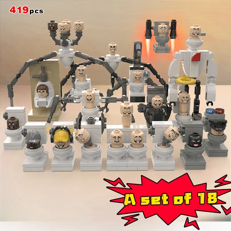 Moc Skibidi Action Figures Building Blocks Toilet Man Tvman Construction Toys Titan Speakerman Assemblaggio Man Toys Gift