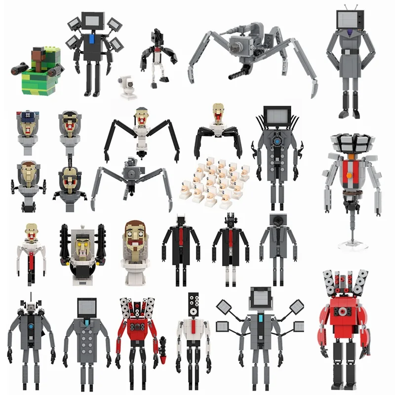 Moc Game Figures Skibidiededs Toilet Legion Titan Projector Police Spider Toilet Man Building Blocks Giocattoli Per Bambini Regali