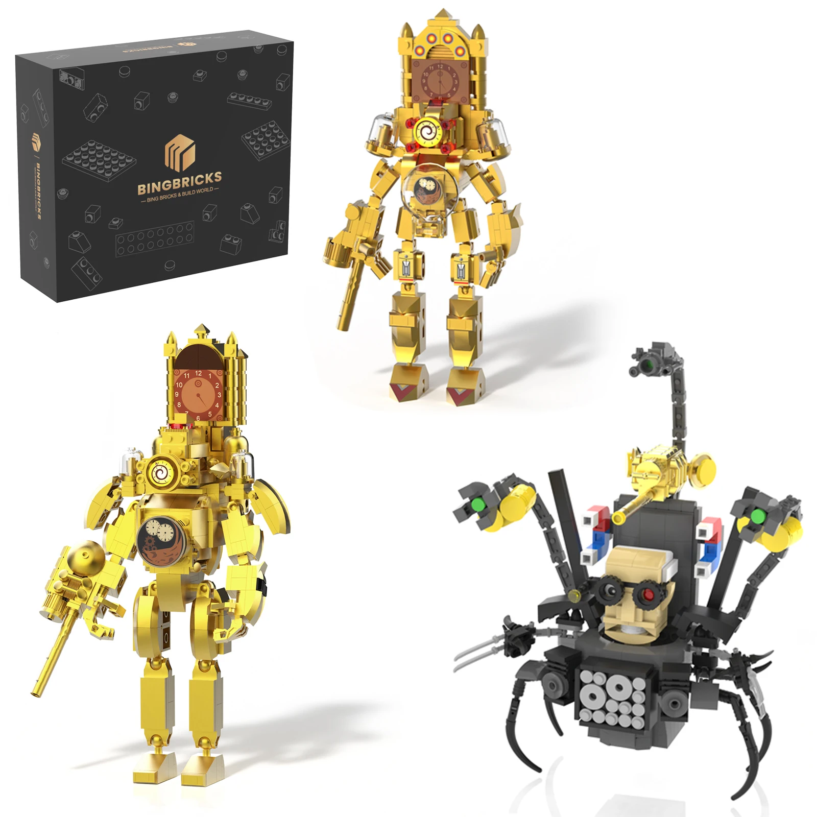 Skibidi Toilet Aggiornato Professor Toilet Man Titan Scientist Toilet ,Titan Clock Man Figure Building Kit Per Regali Di Compleanno Per Bambini