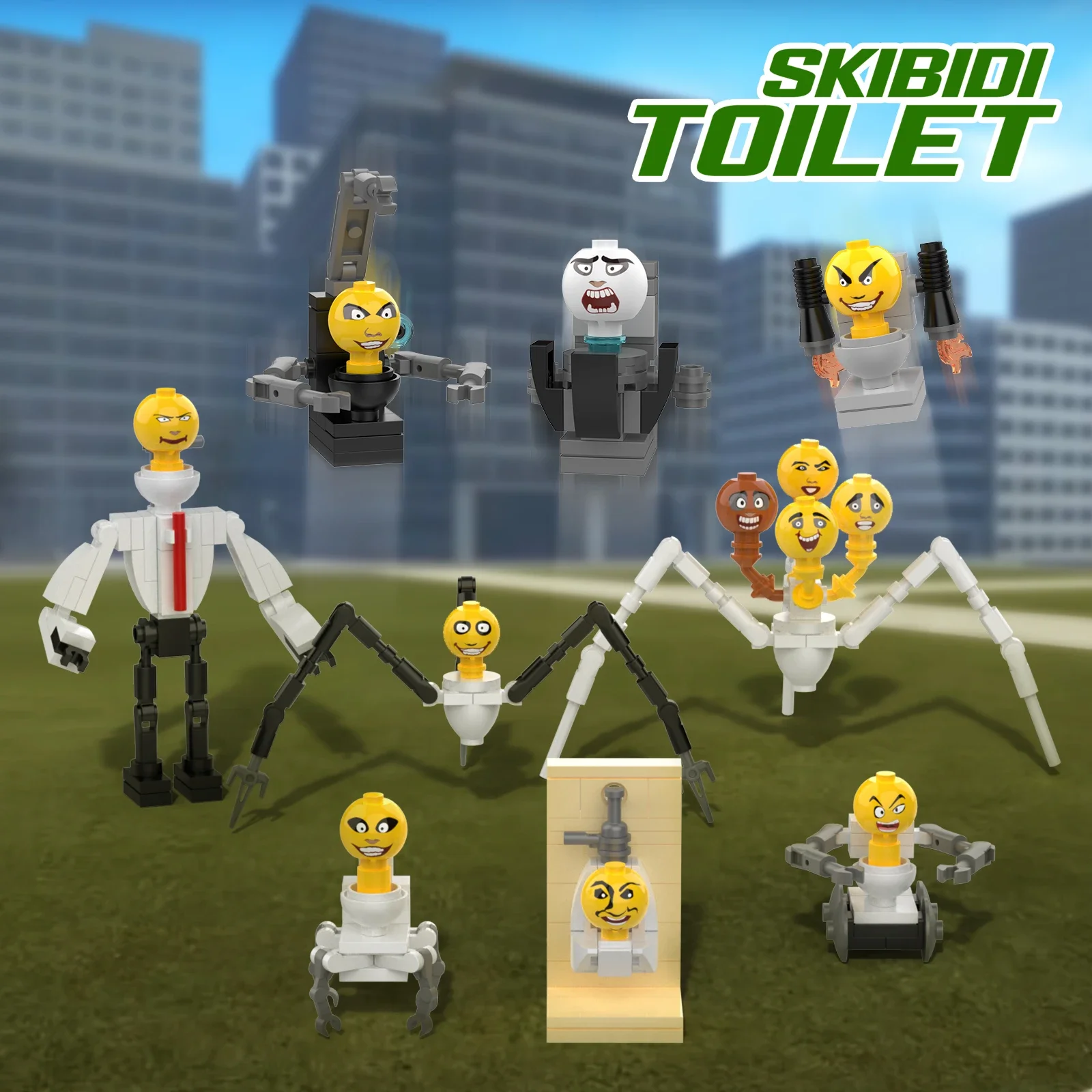 Nuovo 9-In-1 Skibidi Toilet Titan Battle Pack Model Building Blocks Toys Suit Creative Brick Toys For Children'S Christmas Gifts