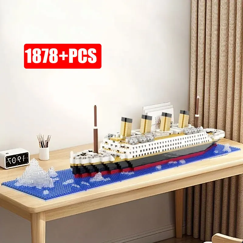 Film Titanic Model City Luxury Iceberg Cruise Ship Micro Building Blocks 3D Mini Bricks Ocean Boat Bricks Toy For Children Gift
