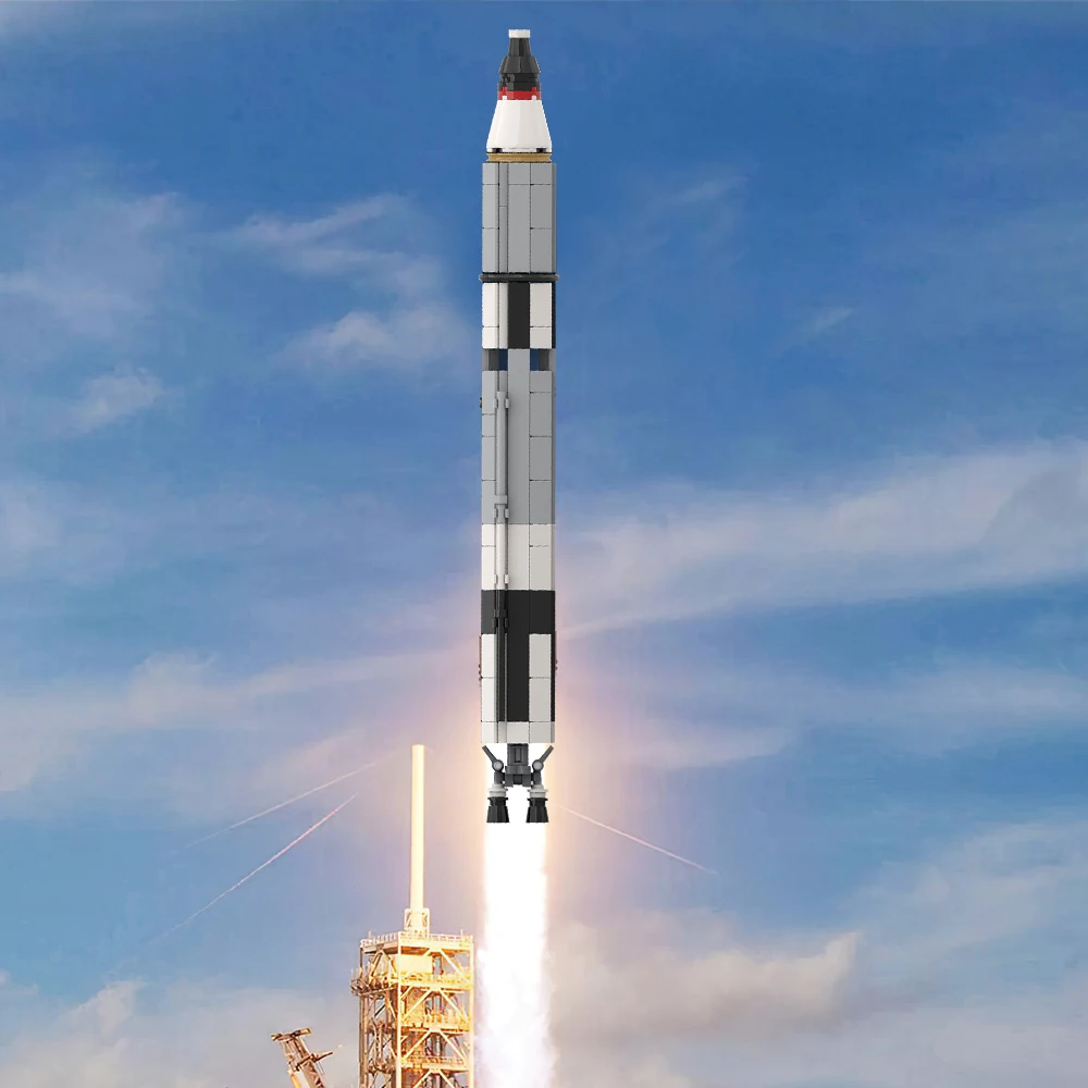 Moc Gemini Titan Bocket Saturn V Scale Bricks Kit Military Space Launch Vehicle Universe Aerospaziale Building Block Toys Gift