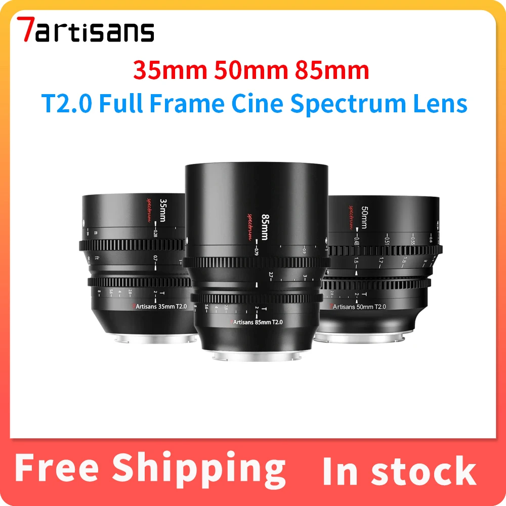 7 Artigiani 35Mm 50Mm 85Mm T2.0 Full Frame Cine Spectrum Lens Per Sony E Fx3 Leica Tl Sigma Fp Nikon Z5 Canon Eosr Cine Lenti Kit
