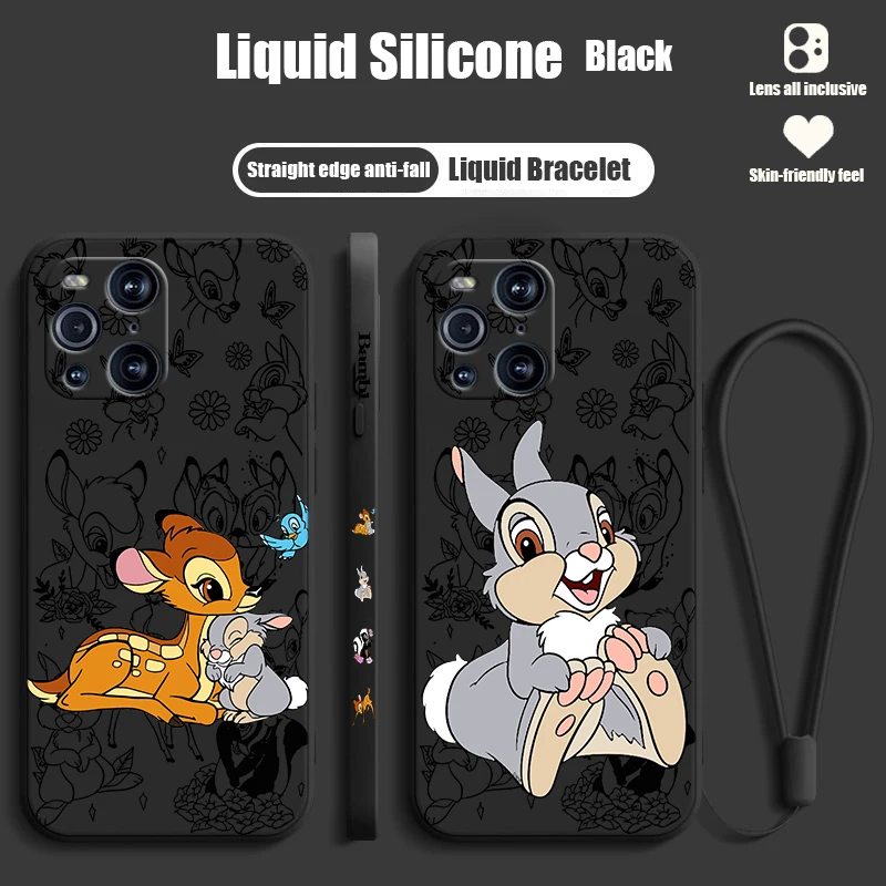 Disney Thumper Bambi Per Oppo Find X6 X5 X3 X2 Pro Lite Neo Liquid Cover In Silicone Sinistra Custodia Per Telefono