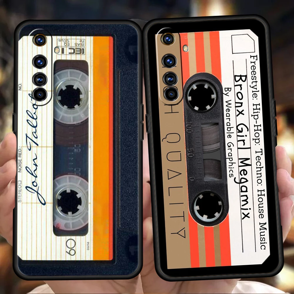 Mixtape Vintage Magnetic Tape Cassette Audio Phone Case Cover Per Oppo A12 A15 A16 A74 A76 A54 Reno 6 7 Find X5 Pro A9 Tpu Shell