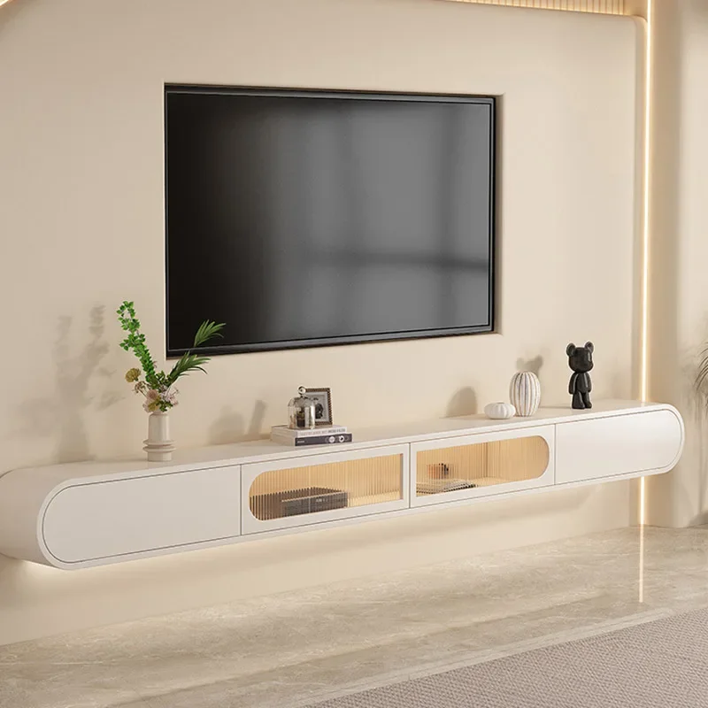 Fashion Living Room Tv Cabinet Glass Luxury Wall Hanging Tv Console Cabinet White Fernseher Schrank Room Furniture Mq50Ds