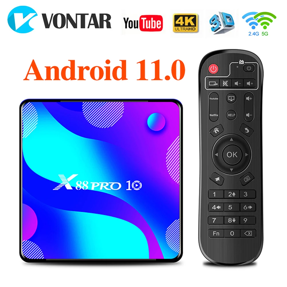 Vontar X88 Pro Smart Tv Box Android 11 4G 64Gb 128Gb Tvbox Rockchip Rk3318 Bt Youtube 4K Set Top Box Lettore Multimediale