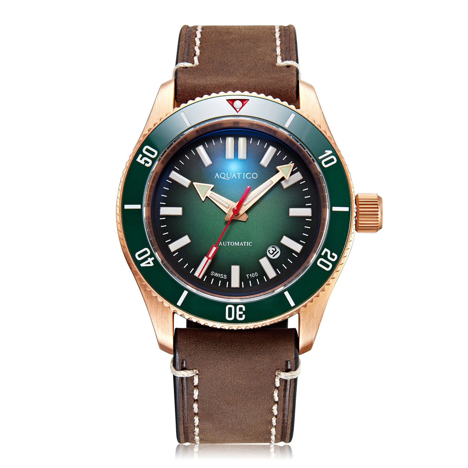 Aquatico Super Star Bronze Dive Watch Quadrante Verde (Swiss Sellita Sw200-1)