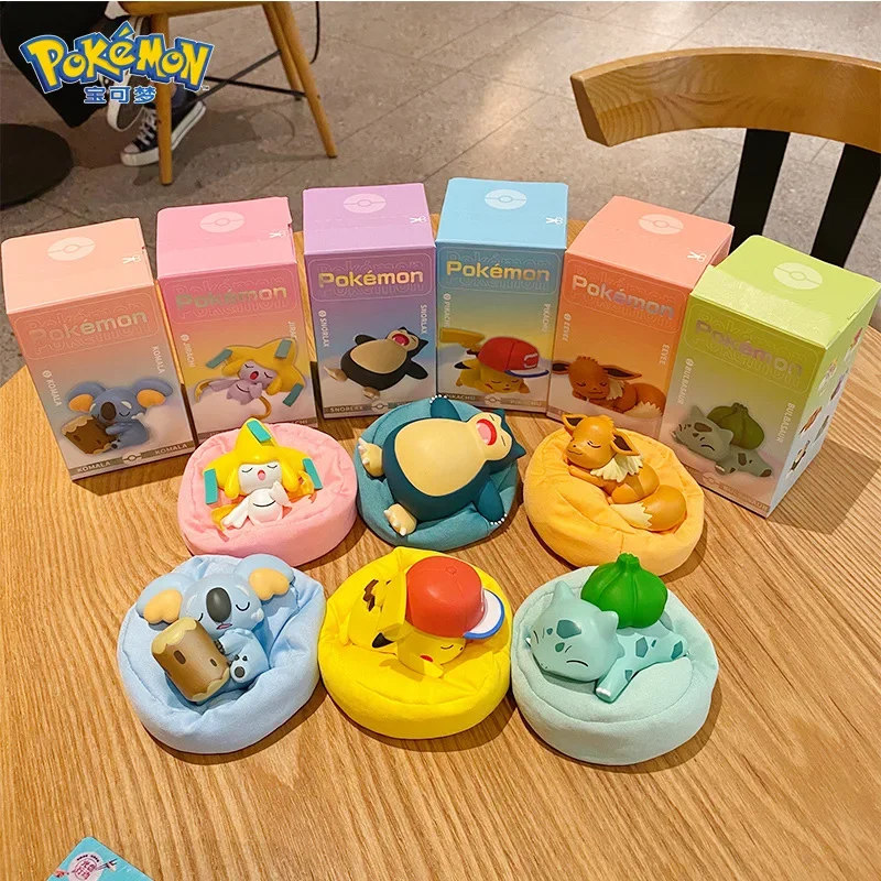 Genuine Pokemon Nap Time Cute Pikachu Modello Di Auto Bulbasaur Snorlax Pvc Gk Komala Box Toy Eevee Decorazione Della Casa Regalo Per Bambini