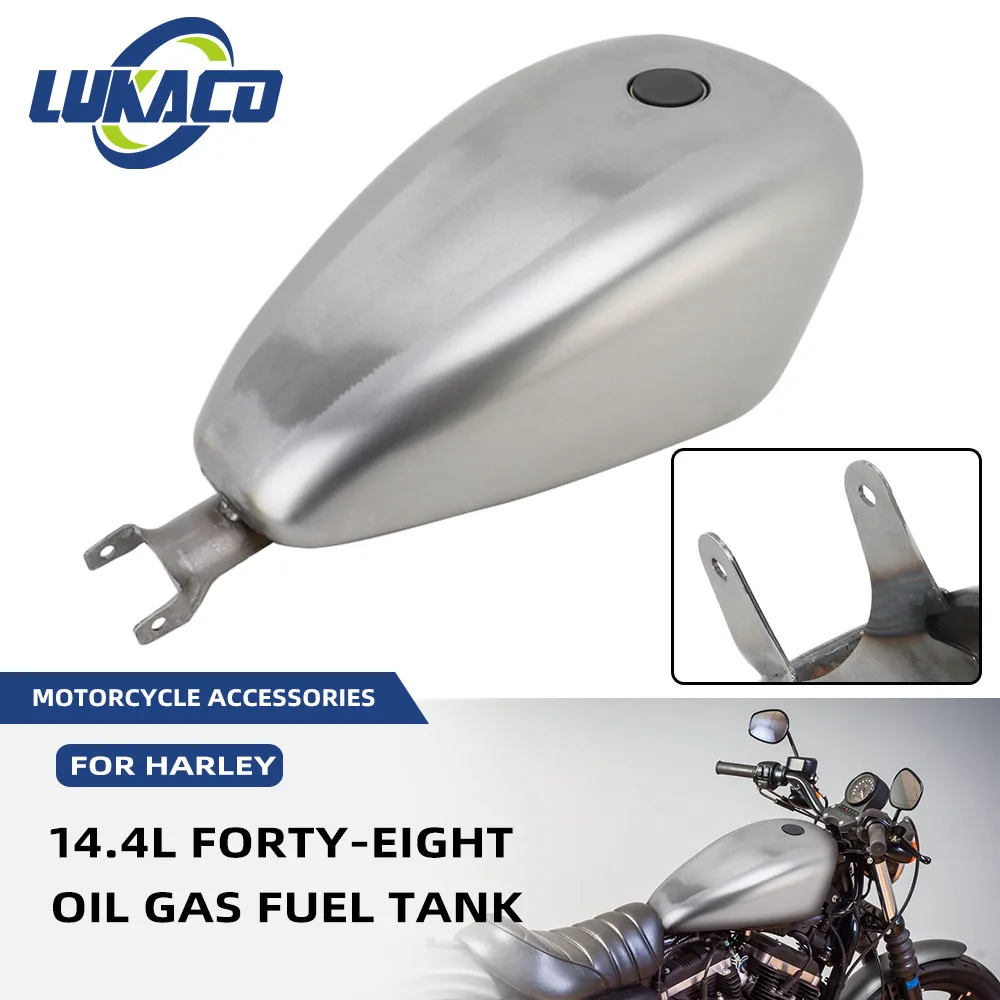 Nuovo 14.4L Moto Non Verniciato Forty-Eight Oil Gas Fuel Tank Iron Fit For Harley Sportster Xl 883 72 1200 Roadster 2007-2023