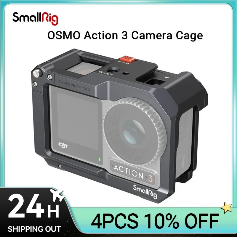 Smallrig Per Osmo Action 4/3 Gabbia Per Fotocamera, Gabbia Protettiva Compatibile Per Dji Mic, Cornice Protettiva Per Dji Osmo Action 3/4 - 4119