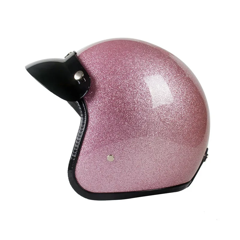 Classic Caber Cruiser Bling Pink Helmet Vintage Open Face Casco Da Moto Retro Scooter Riding 3/4 Jet Casco Moto Capacete