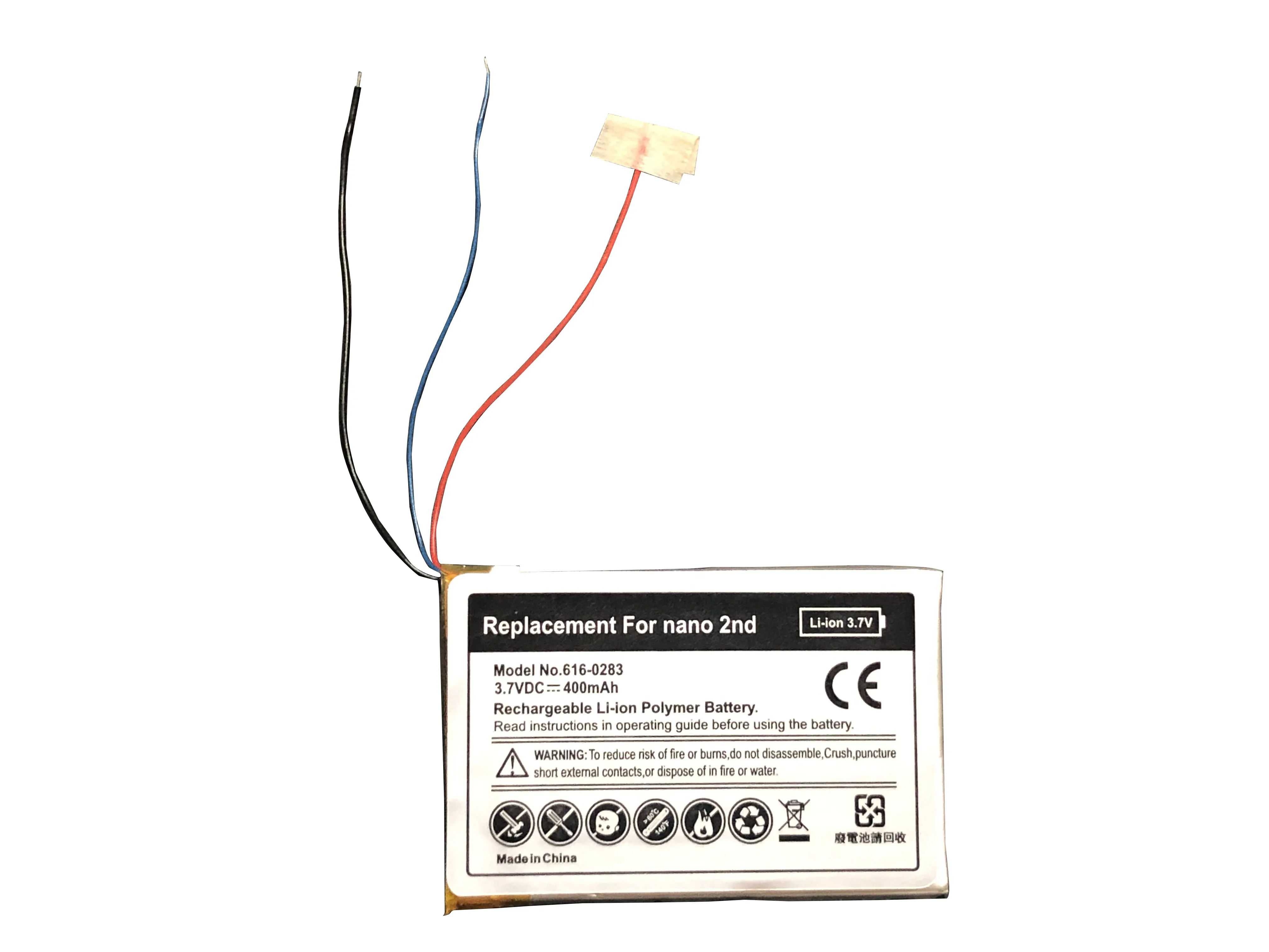 Sostituzione Della Batteria Agli Ioni Di Litio 10 Pz/Lotto 3.7V 400Mah Per Ipod Nano 2 2G 2Nd Gen Mp3 616-0283