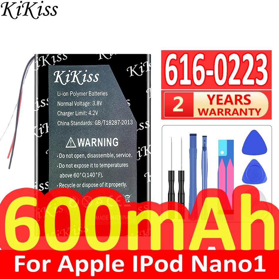 600Mah Kikiss Potente Batteria 616-0223 616-0224 Per Apple Ipod Nano1 Nano 1 A Generazione 1 Gen Nano 1 A1137 4Gb 2Gb 1Gb Bateria