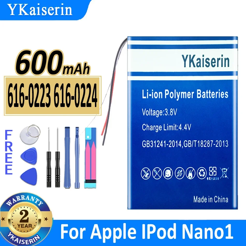 600Mah Ykaiserin Batteria 616-0223 616-0224 Per Apple Ipod Nano1 Nano 1 A Generazione 1 Generation1 Gen Nano 1 A1137 4Gb 2Gb 1Gb