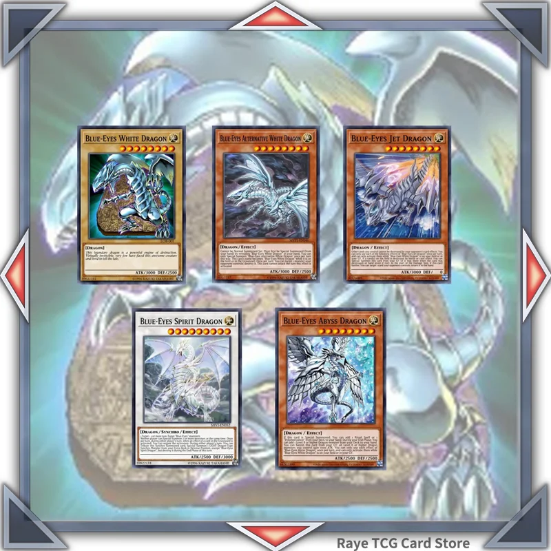 57 Pcs Blue Eyes White Dragon Yugioh Card Game Deck Easy Play Non Original Master Duel Kaiba Seto Diy Deck Md