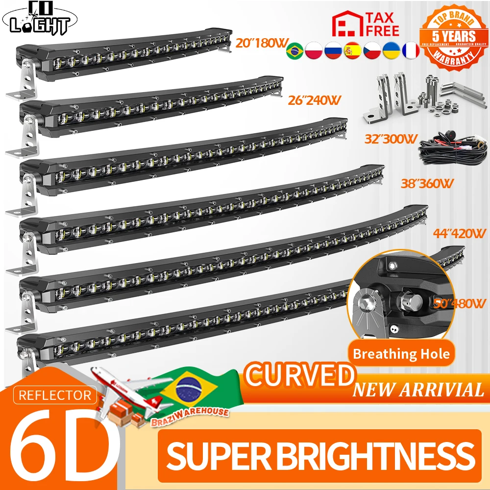 Co Light New Crued Slim Led Bar 20 "26" 32 "38" 44 "50" Led Light Bar/Work Light Per Camion Di Guida 4X4 Uaz 4Wd Atv Car Barra 12V 24V