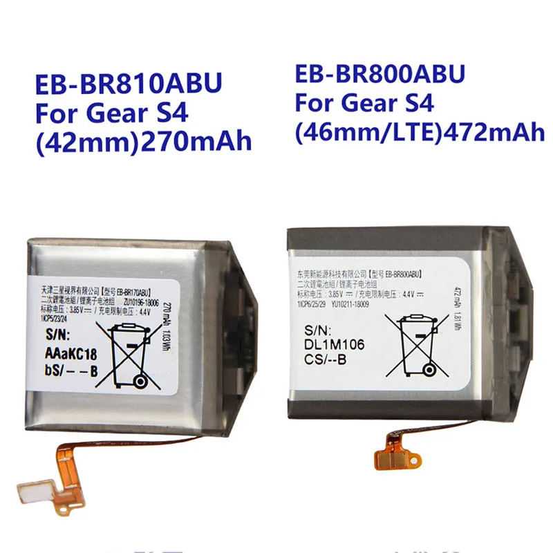 Batteria Di Ricambio Eb-Br800Abu Eb-Br810Abu Eb-Br170Abu Per Samsung Gear S4 Sm-R800 Sm-R810 Sm-R805 Smartwatch Batteria