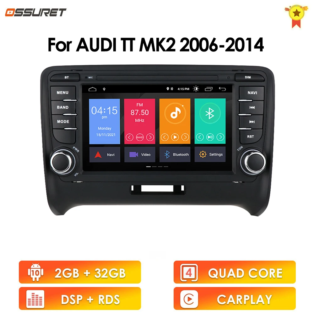 2G+32G Autoradio Dsp Car Radio For Audi Tt Mk2 2006-2014 2Din Android Gps Auto Audio Stereo Navigation Screen Multimedia Carplay
