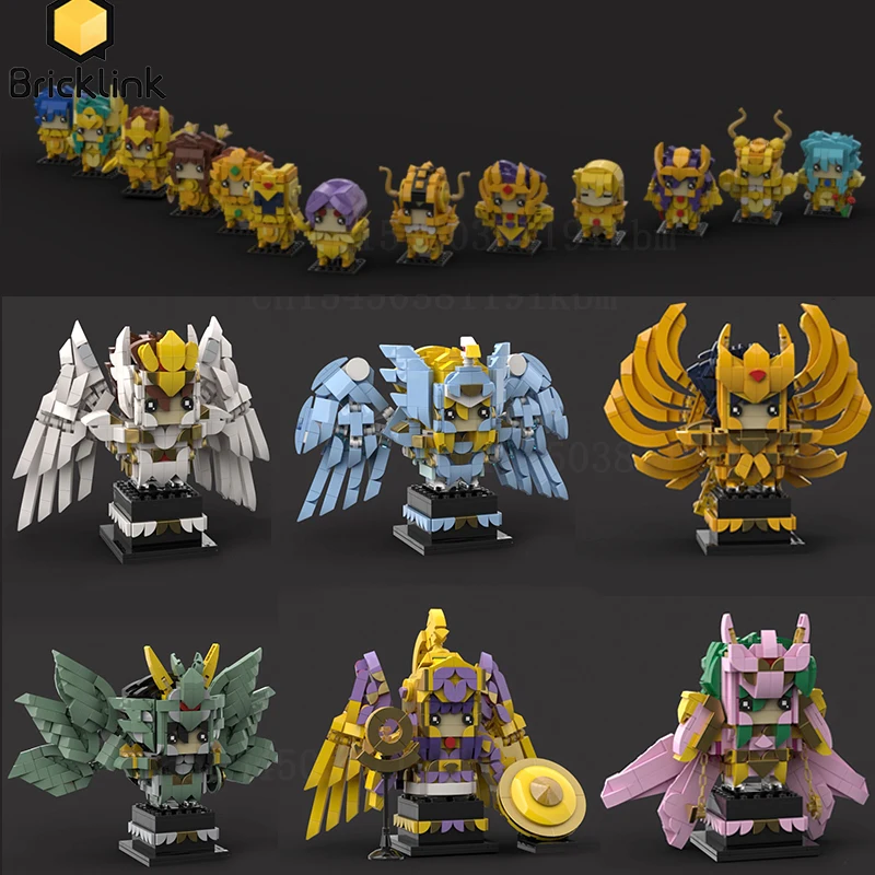 Bricklink Japan Anime Saints Seiyaed Figures Saori Kido Dodici Gold Saint Brickheadz Set Glacier Ikki Building Blocks Giocattoli Per Bambini