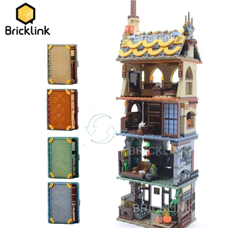 Bricklink Moc Magic Book 4 In 1 Trasforma Magic Tower Hogwartsing Moment 76382 76383 76384 76385 Set Building Blocks Giocattoli Regalo